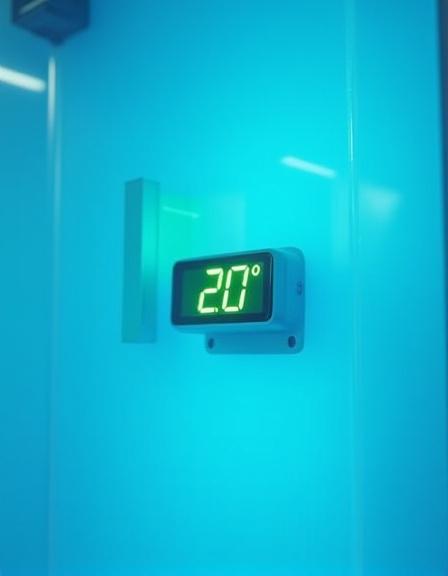 Close up of digital temperature display on a medical shipment container